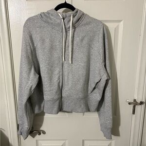 Women’s All In Motion Cropped Full Zip, Pockets Hoodie Gray Size Xxl